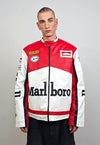 Retro racing jacket vintage faux leather varsity Marlboro