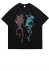 Devil print t-shirt dancing Satan tee Gothic top in black