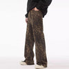 Leopard jeans unisex animal print denim trousers cheetah pants tiger spot pants flared joggers in brown