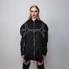 Futuristic shirt faux utility top catwalk blouse punk rocker jumper shoulder padded gothic pullover button up gorpcore sweat in black