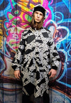 Chain print jacket handmade barbered wire windbreaker black