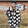 Heart fleece coat handmade faux fur love emoji trench coat