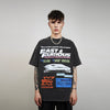 Racing t-shirt motorsports tee fast & furious top acid grey