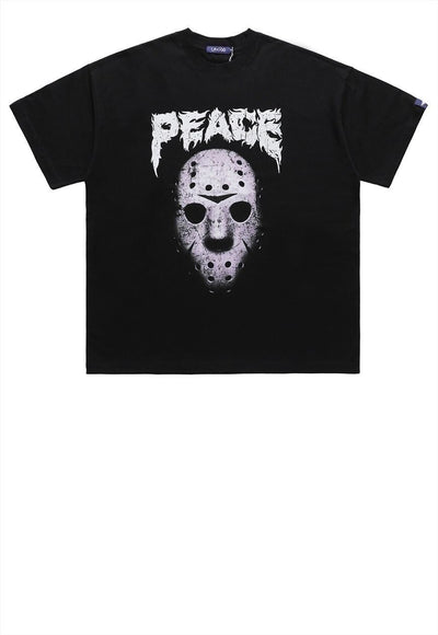 Jason mask t-shirt horror movie tee grunge top in black