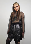 Black sequin shorts mermaid trousers fantasy luminous pants