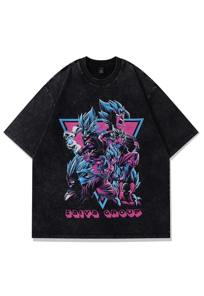 Dragon ball Z t-shirt Goku tee retro cartoon top in grey