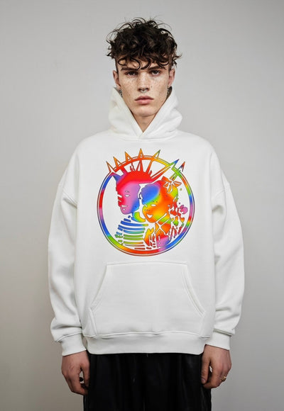 Gay punk hoodie rainbow spiky hair pullover mohawk jumper