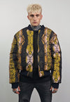 Snake print varsity jacket brown python reversible bomber