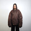 Hooded oversize bomber jacket brown baggy punk utility