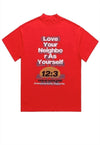 Bible print t-shirt religion tee saint slogan top in red