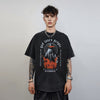 Saint t-shirt flame tee grunge religion top in vintage grey