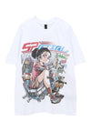 Anime girl t-shirt Manga tee Japanese retro top in white