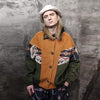 70s Aztec varsity jacket suede feel bomber in khaki green