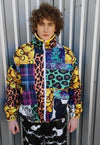 Reversible emoji fleece jacket handmade tartan coat yellow