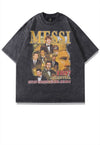 Messi print t-shirt sports tee retro football top in grey