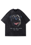 Bulldog print t-shirt dog lovers tee retro top in acid grey