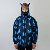 Reversible bomber butterfly jacket detachable puffer in blue