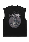 Krampus print tank top surfer vest retro sleeveless t-shirt