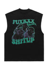 Rapper print tank top surfer vest retro sleeveless t-shirt