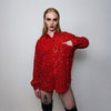 Sequin embellished shirt long sleeve glitter blouse shiny fancy dress top going out sweatshirt boho sparkly jumper in red