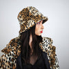 Leopard fleece bucket brown animal print hat tie dye cheetah fisherman hat festival cap wild cat headwear rave boonie 90s glam rocker bolero