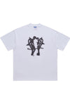 Pentagram heart t-shirt couple print tee love top in white