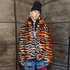 Faux fur tiger jacket zebra fleece tie-dye bomber in orange