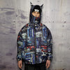 Rave bomber jacket handmade reversible hi-fi techno puffer