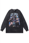 Rapper t-shirt vintage wash Ice Cube top long tee acid grey