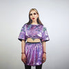 Purple sequin dress colour changing crop t-shirt Eras skirt & top shiny luminous going out party set pullover embellished lavender haze tee