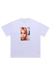 Rapper print t-shirt hip-hop tee grunge gangster top white