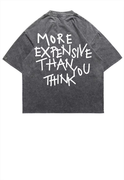 Money slogan t-shirt planet tee vintage wash top in grey