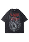 Wolf t-shirt metalcore tee angry dog top in vintage grey