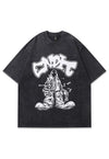 Gangster t-shirt old cartoon tee hip-hop top in vintage grey