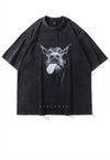 Doberman print t-shirt Y2K dog tee vintage top in acid grey