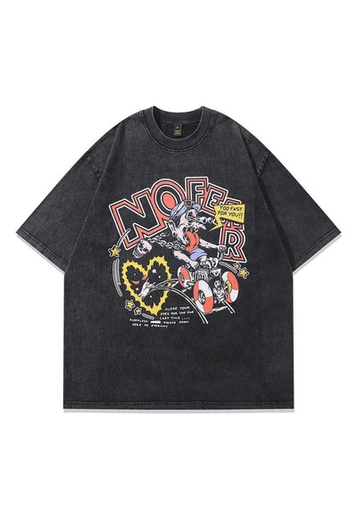 Creepy t-shirt psychedelic cartoon tee pop art top in grey