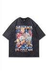 Saitama t-shirt One punch man tee retro Japanese top in grey