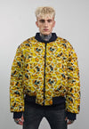 Giraffe print varsity jacket yellow reversible 4in1 bomber