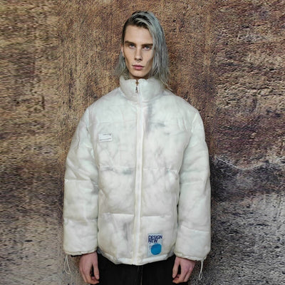 Transparent bomber see through padded puffer jacket in white