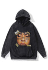 Rapper print hoodie grunge pullover cryboy top in acid grey