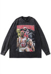 Basketball t-shirt vintage wash Chicago Bulls long tee grey