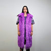 Purple haze faux fur sleeveless jacket long fuzzy lilac gilet Eras vest top festival fluffy violet coat lavender bomber neon shaggy rave mac