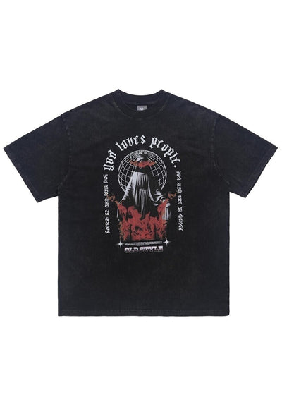 God slogan t-shirt saint print tee grunge top in acid black