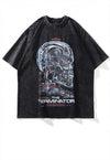 Robot t-shirt Y2K Terminator print tee hero top in acid grey