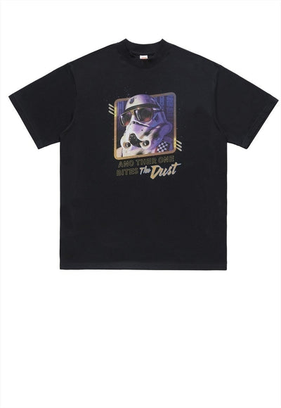 Space man t-shirt Startrack tee grunge top in black