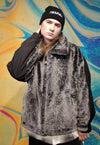 Python fleece aviator jacket handmade snake bomber grey