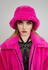 Pink bucket hat fleece festival cap neon fisherman bolero