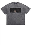 Clown print t-shirt Gothic tee grunge punk top in faded grey