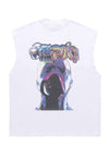 Cyber punk sleeveless t-shirt retro tank top surfer vest