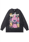 Anime t-shirt vintage wash Dragon Ball top long tee grey